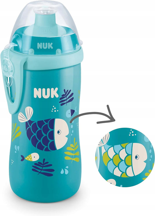 NUK Junior Cup BOTTIGLIA 18 m+ beccuccio push-pull 300 ml EFFETTO CAMALEONTE