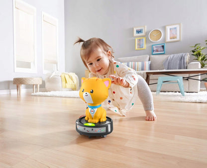 FISHER-PRICE GMX70 gatto che cavalca un aspirapolvere robot con melodie e luci