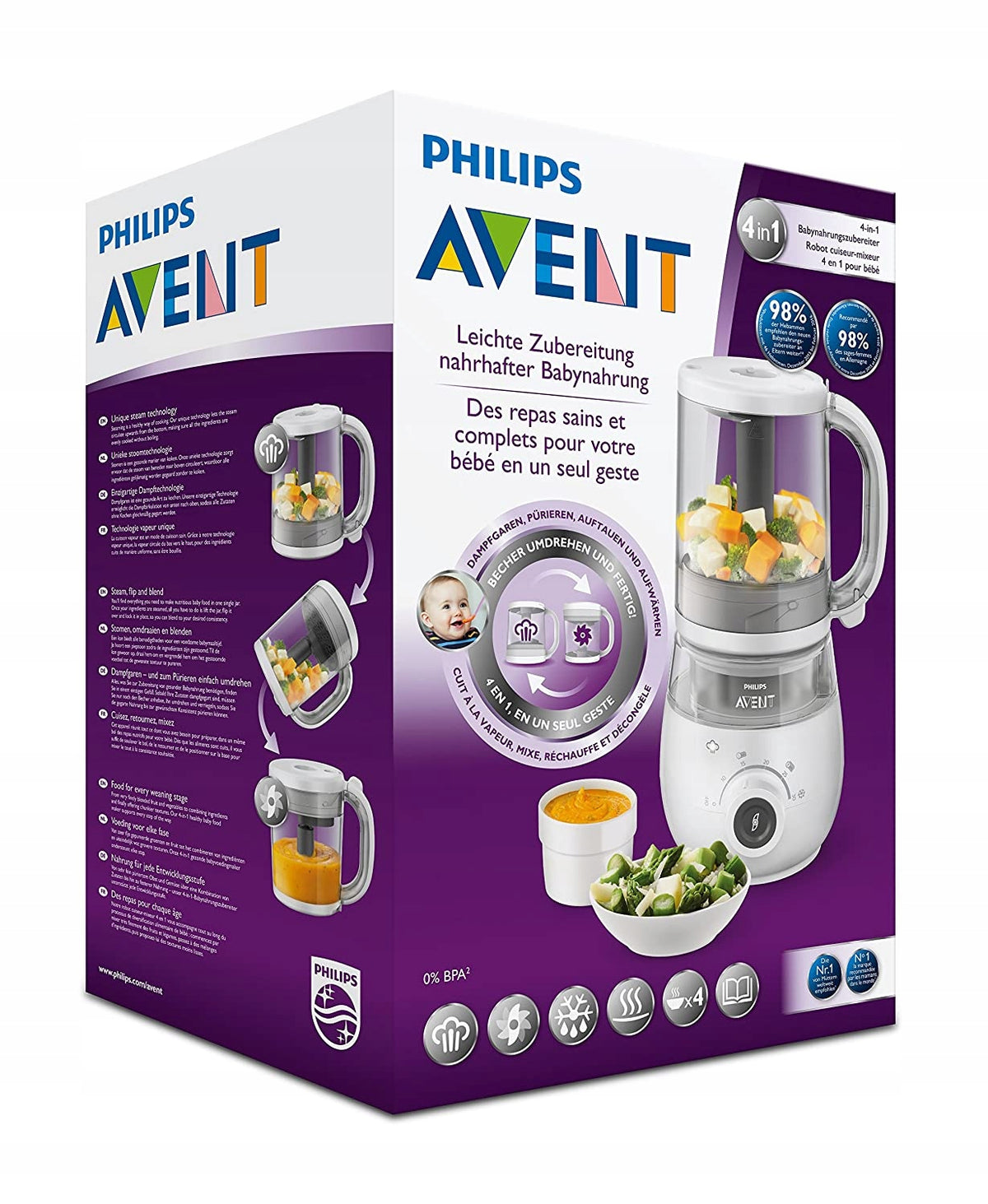 PHILIPS AVENT SCF883/01 4-en-1 cuiseur vapeur mixeur 1000ml