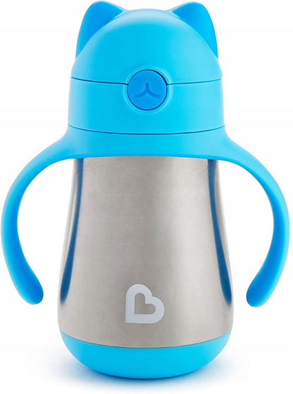 MUNCHKIN Cool Cat tazza antigoccia con cannuccia IN ACCIAIO 237 ml