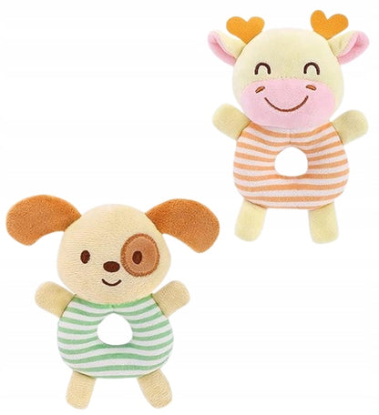 TOLOLO peluches avec hochet et pouet CHIEN et GIRAFE 13,5 cm