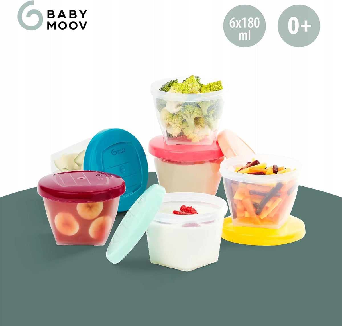 BABYMOOV Babybols pojemniki 6 x 180 ml, hermetyczne pojemniki na żywność dla dzieci 0+