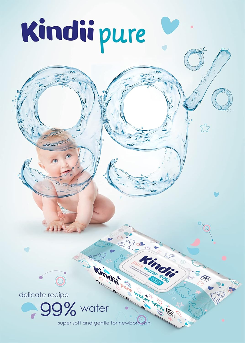 KINDII Pure Water 99 vochtige doekjes met water x60