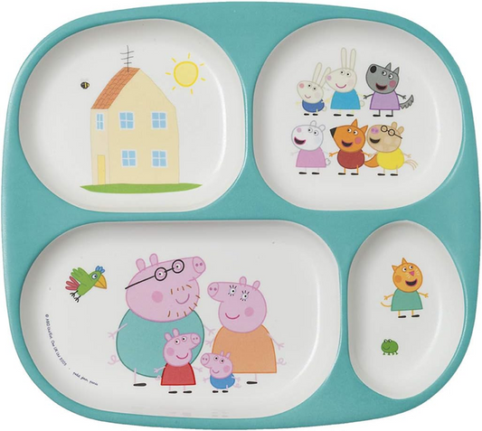 PETIT JOUR PARIS Peppa Pig talíř z melaminu 4 přihrádky 21 x 24 cm