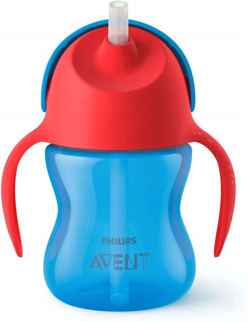 PHILIPS AVENT SCF/01 pokrywka do kubka 9 m + niekapek ze słomką, niebiesko-czerwona, BPA free