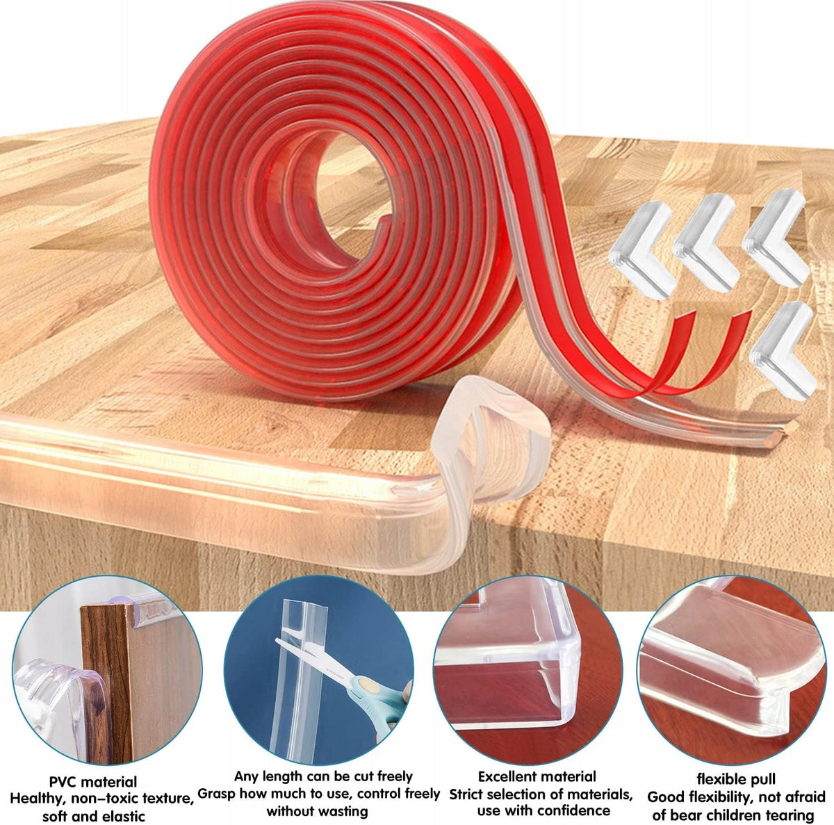 JANEYO rubberen hoekbeschermer x10 siliconentape x2 m