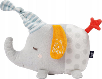 FEHN knuffel met nachtlampje 4 kleuren en lichtgevende borduursel OLIFANT