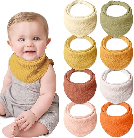 LULU MOON muslin slabbetjes met drukknoop 0-36 maanden x8