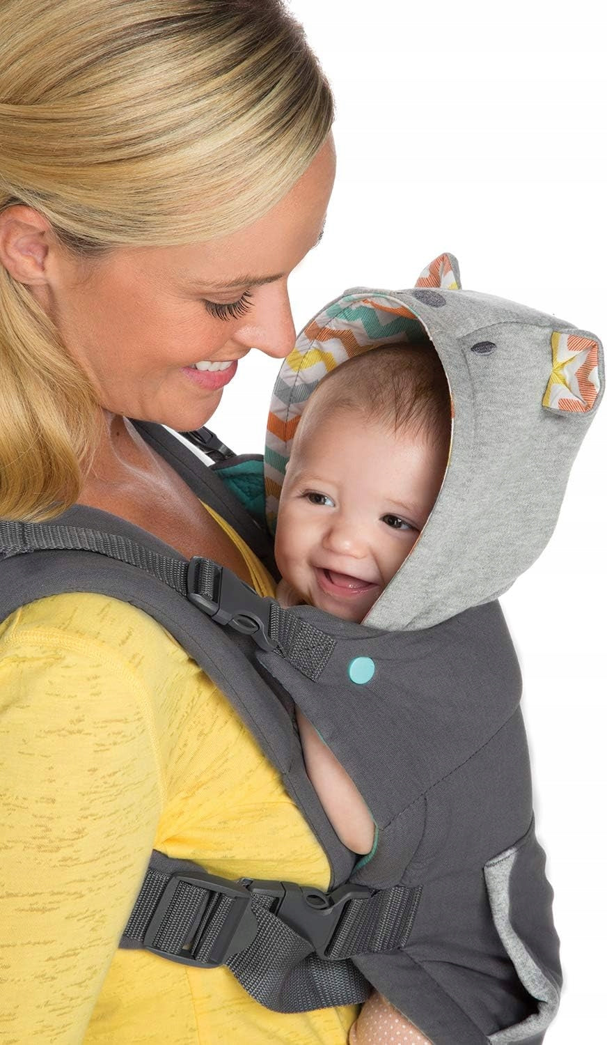 INFANTINO Cuddle Up nosidełko ergonomiczne 5,5 - 18 kg z kapturem, wygodne noszenie dziecka z ochronnym kapturem