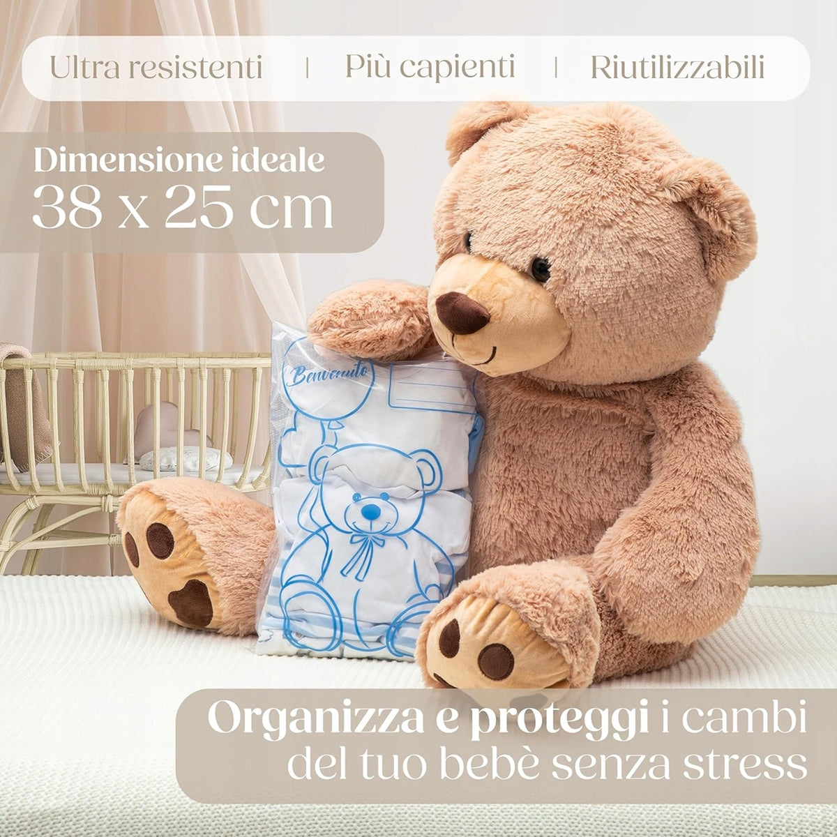Set di sacchetti per abbigliamento neonati WELLODE CHIUSURA ermetica