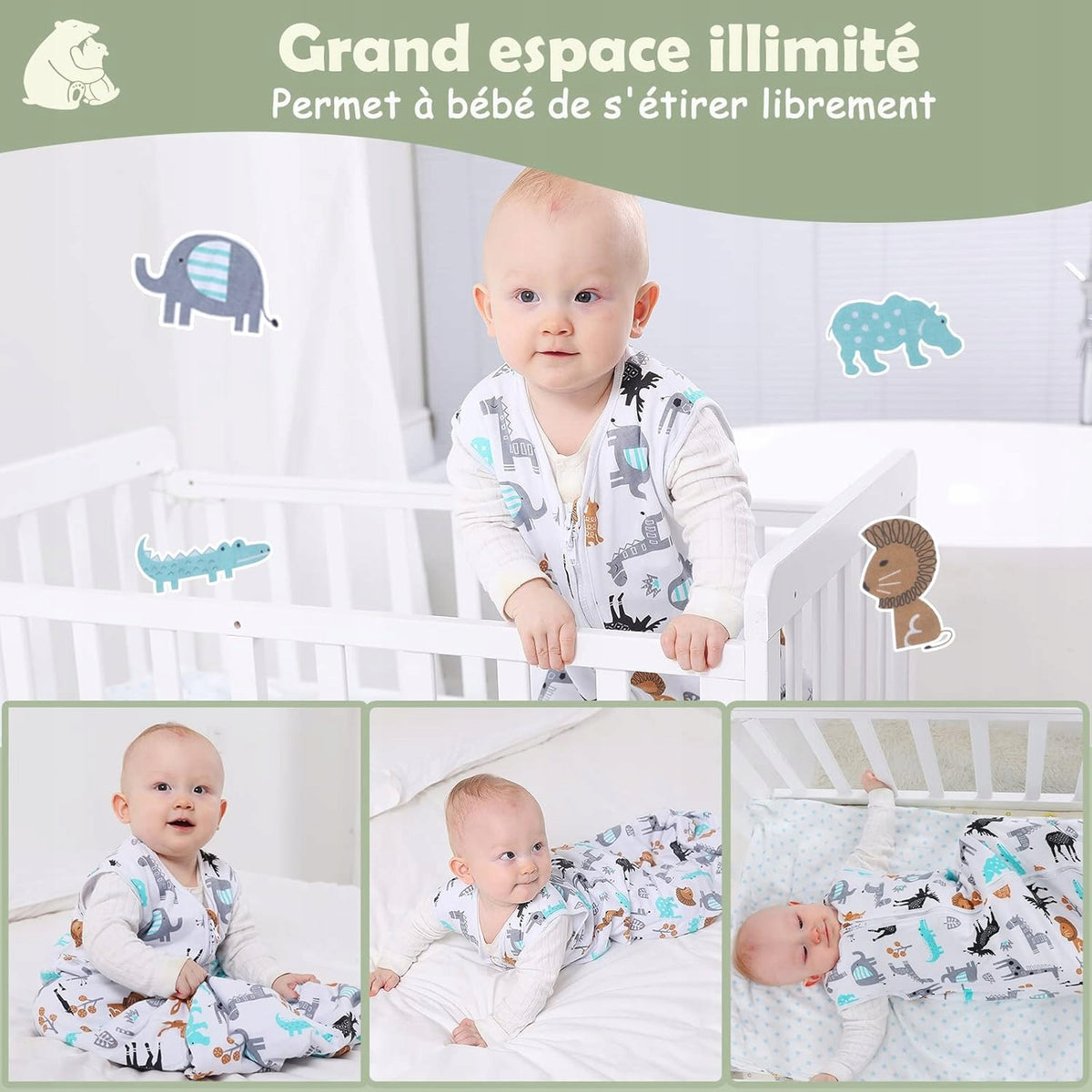 LICTIN śpiworek do spania letni 0,5TOG 65-85cm x2, oddychający śpiwór dziecięcy z zamkiem do łóżeczka