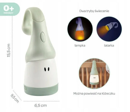 BEABA Pixie 2w1 latarka przenośna lampka nocna LED, zielona, 0+, 15,5 cm, do łóżeczka