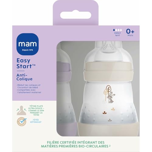 MAM Easy Start Anti-Colic butelka 160 ml od 0 mies. piaskowa, butelka antykolkowa dla niemowląt