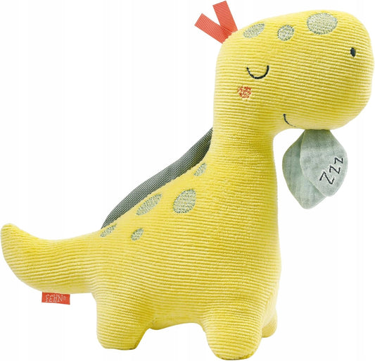 FEHN sztruksowa przytulanka z lampką nocną DINO 20 x 23 cm, zielony dinozaur dla niemowląt 0+