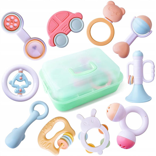 TOYABI Baby Rattles set van 10 rammelaars + opbergdoos