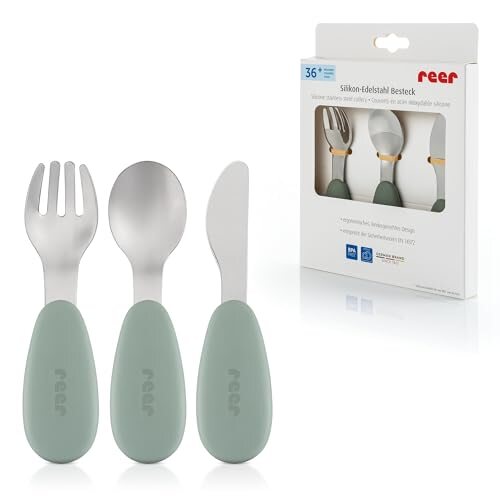 REER silicone and stainless steel children's cutlery 3 pcs.