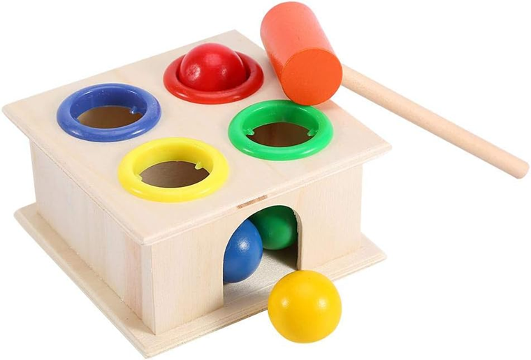ZERODIS wooden box, hammer and balls 11 x 11 x 6 cm