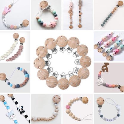 KIGNIOTE houten clips voor speenketting 12 stuks