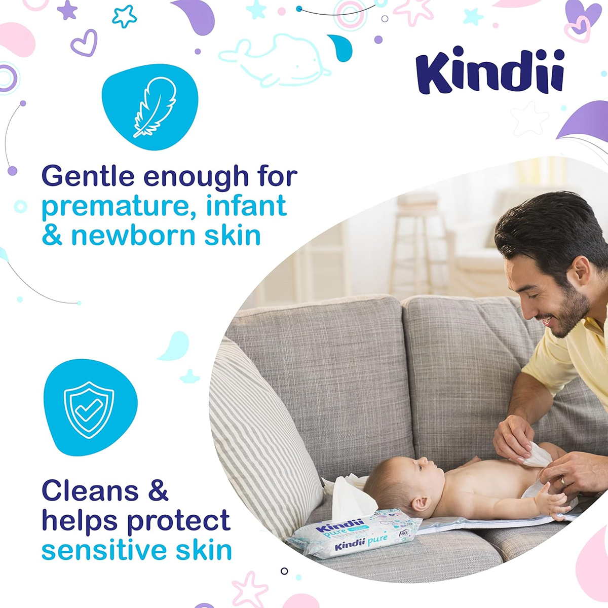 KINDII Pure Water 99 vochtige doekjes met water x60