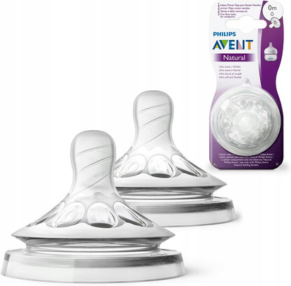 PHILIPS AVENT Natural smoczki do butelek 0msc x2, antykolkowe smoczki dla noworodków, BPA free