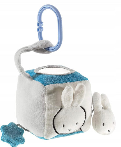 HEUNEC pluszowa zawieszka do wózka, łóżeczk, fotelika KRÓLIK MIFFY beżowo-szara z lusterkiem i szeleszczącym papierem