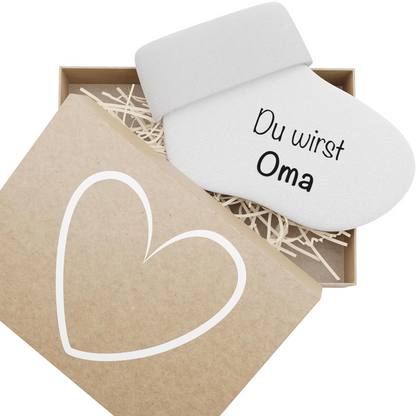 BUNNY BOO katoenen sokken "Je wordt Oma" + doos DUITSE TAAL