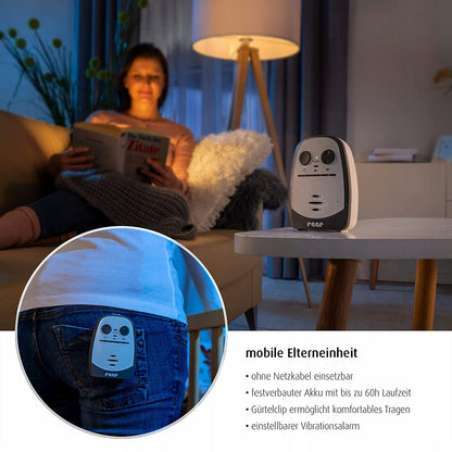 REER Cosmo niania elektroniczna cyfrowa 600m, mobilna jednostka rodzica z klipsem i trybem bez kabla