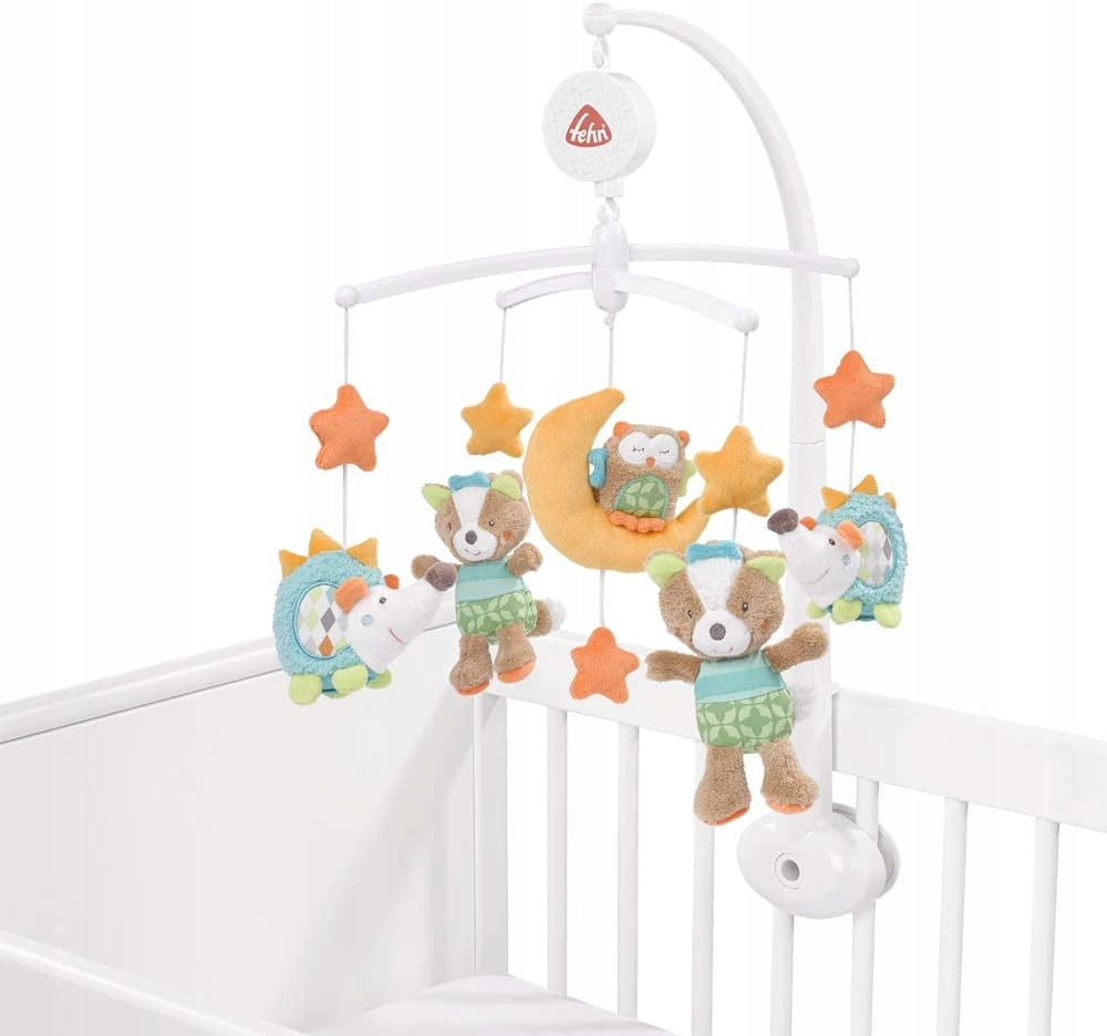 FEHN Śpiący Las KARUZELA do łóżeczka z pluszowymi zabawkami i pozytywką, wielokolorowa