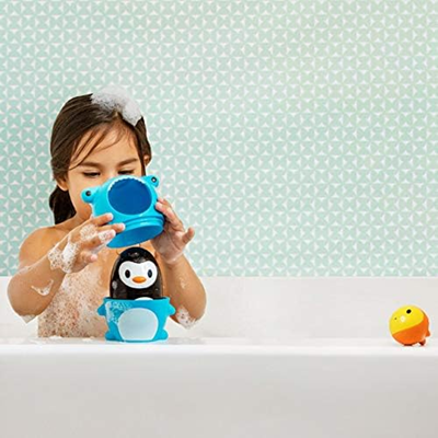 MUNCHKIN Sharky & Pals badspeelgoed 3-in-1 vis, pinguïn, haai