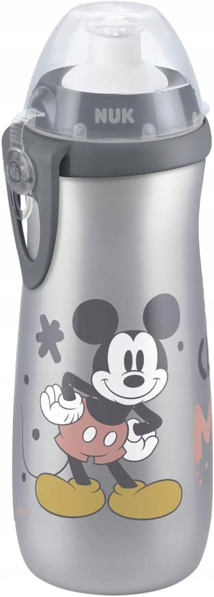 NUK Sports Cup Mickey BUTELKA 24 m+ ustnik push-pull 450 ml, szara butelka z motywem Mickey