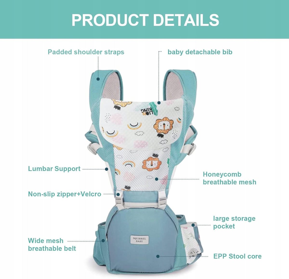 NUKIED ergonomische draagzak met heupband 6-in-1
