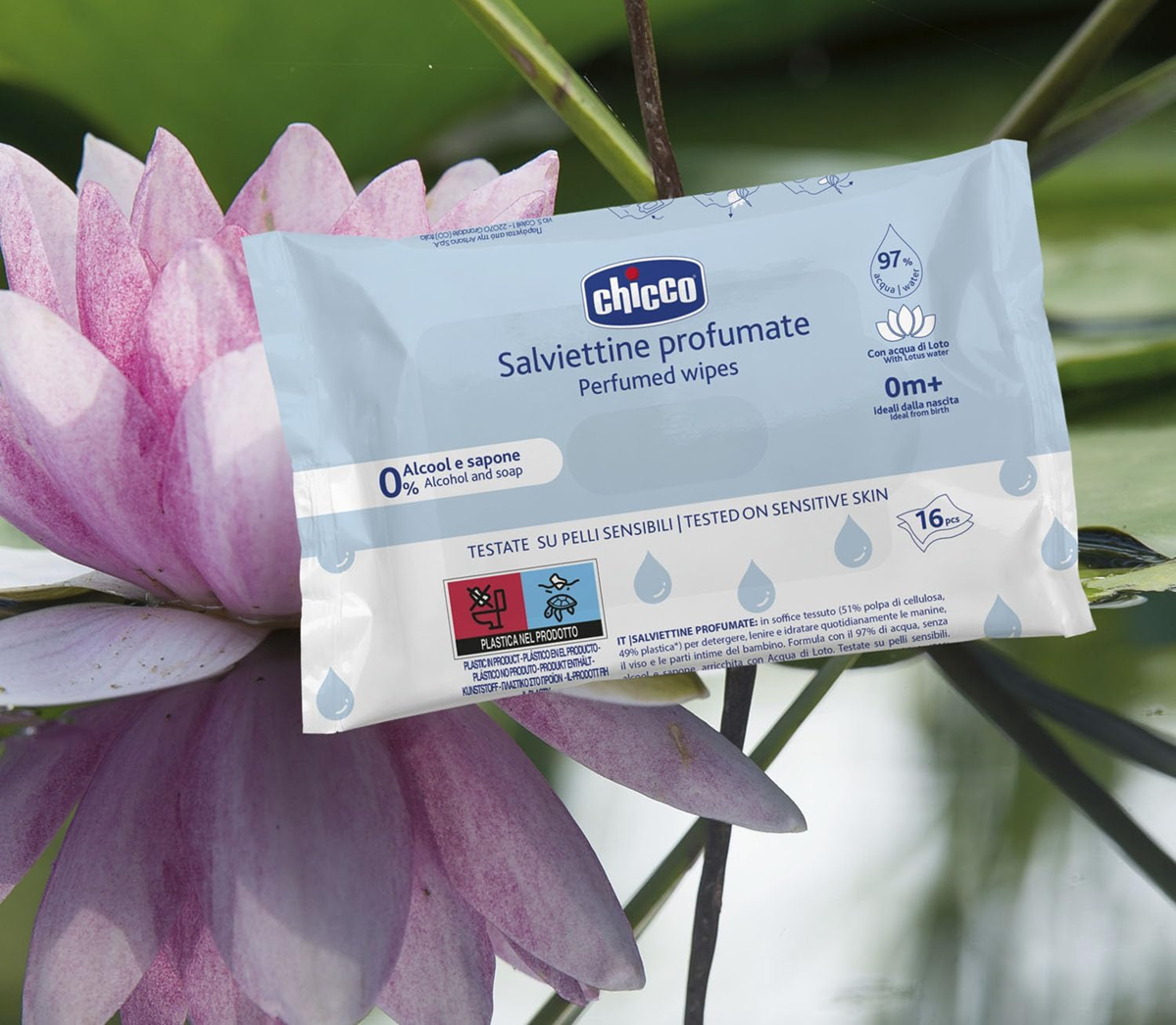 CHICCO geparfumeerde vochtige doekjes met lotusbloemextract x16