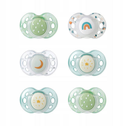 TOMMEE TIPPEE Schnuller symmetrisch x6 NACHTLEUCHTEND 18-36
