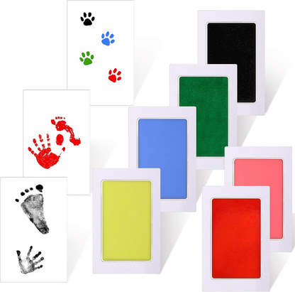 OUTUS 6 kussentjes en 12 vellen voor hand- en voetafdrukken 8 x 12,5 cm
