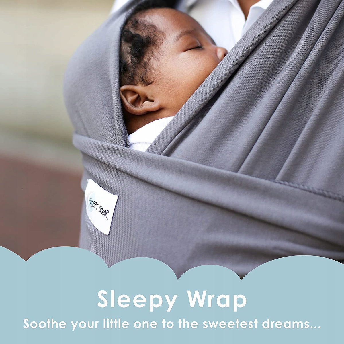 SLEEPY WRAP chusta elastyczna do noszenia w kolorze antracyt, miękka chusta dla noworodka
