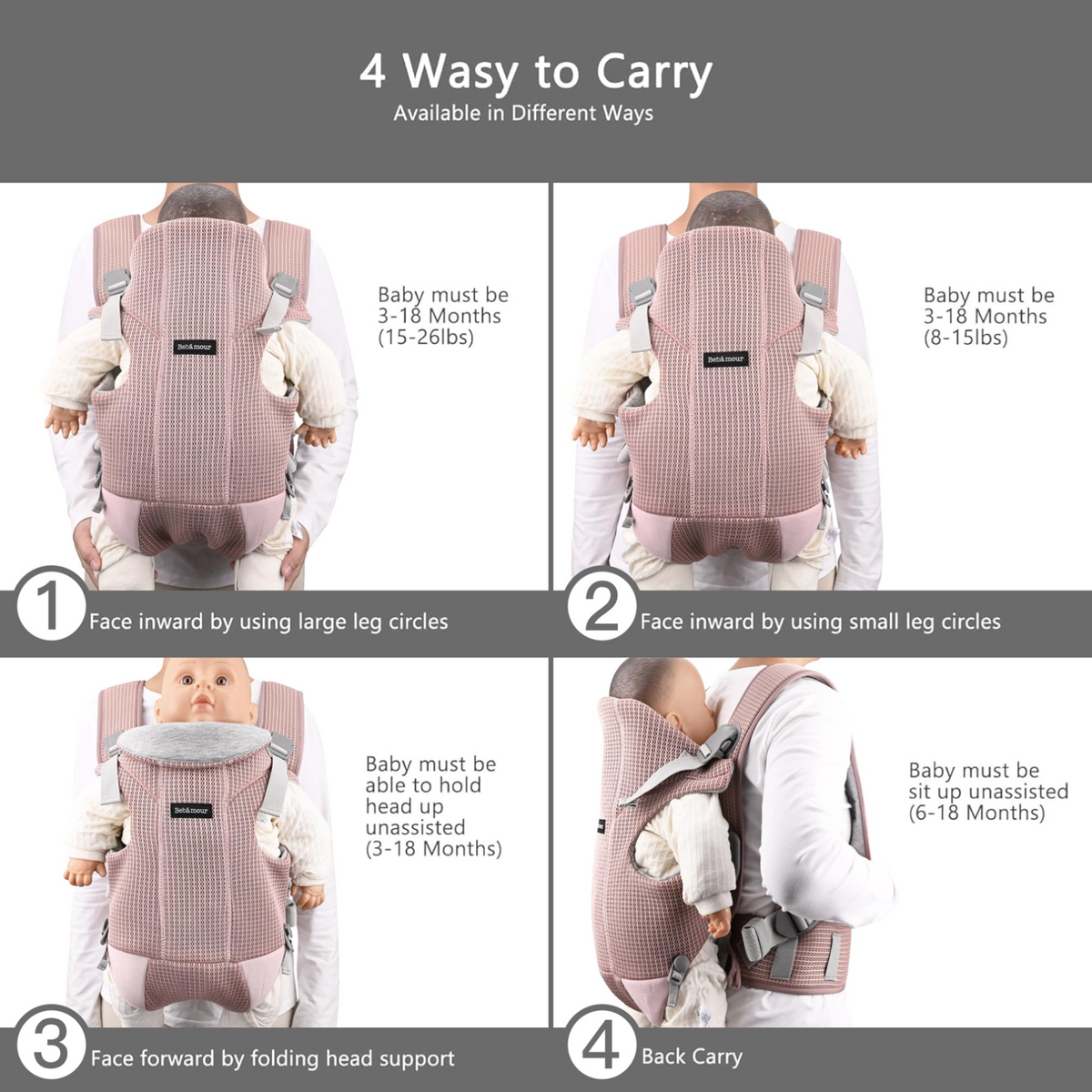 BEBAMOUR soft breathable baby carrier