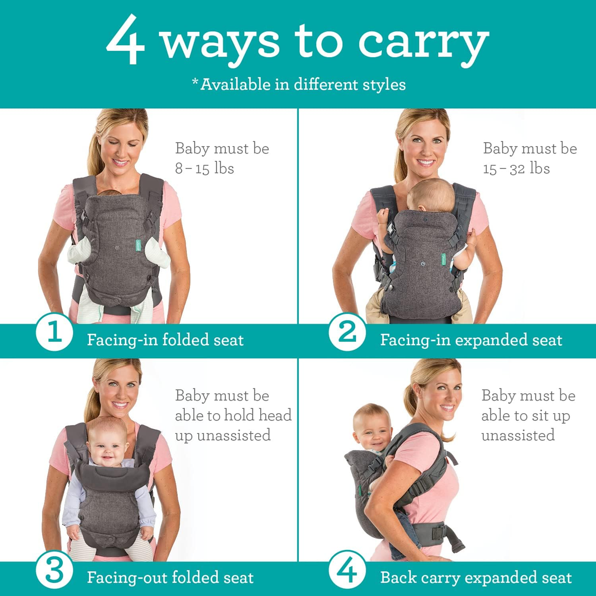 INFANTINO Flip 4-in-1 ergonomische draagzak 3-14,5 kg