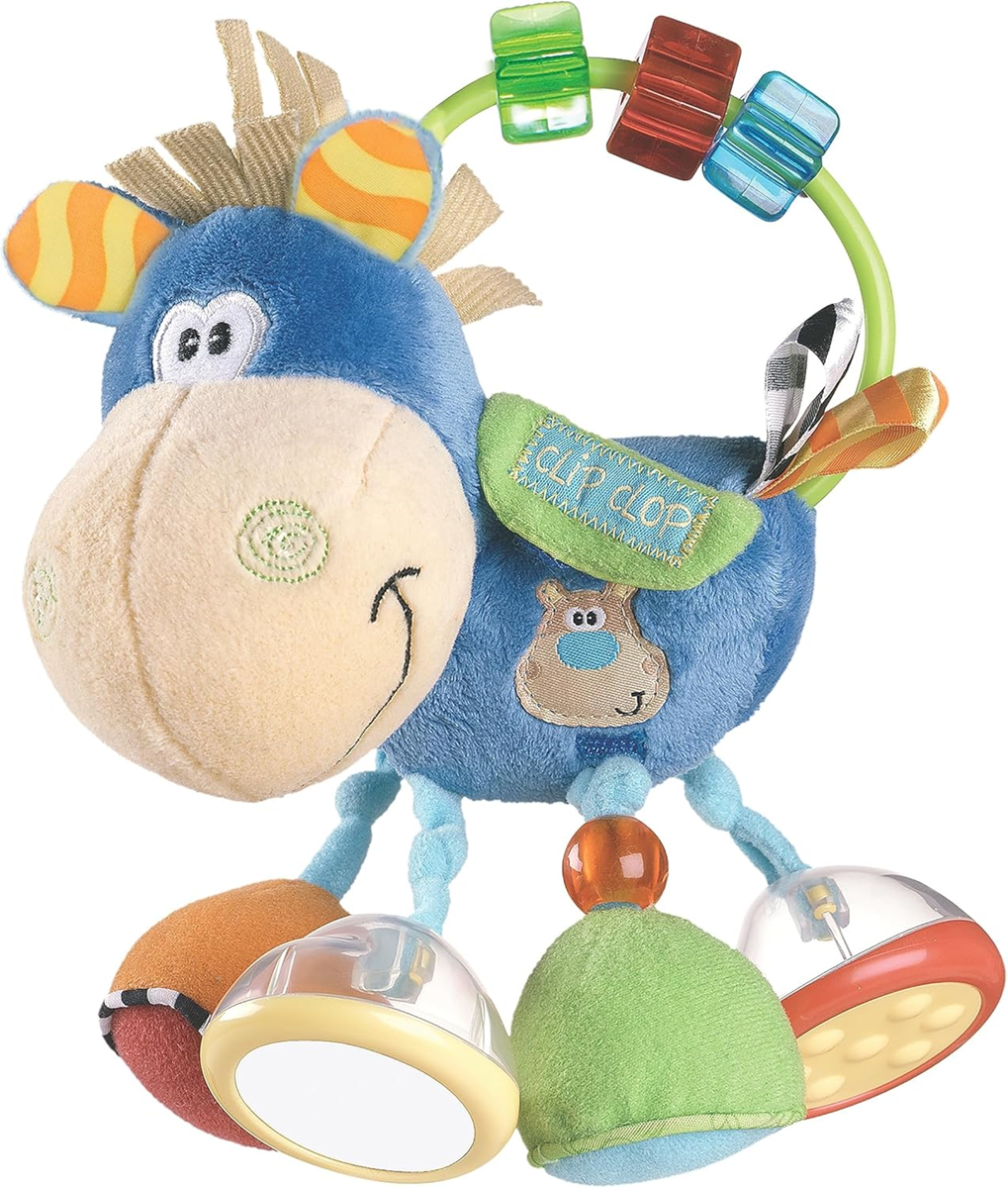 PLAYGRO Clip Clop αισθητηριακό παιχνίδι με κουδουνίστρα, καθρέφτη, λαβή