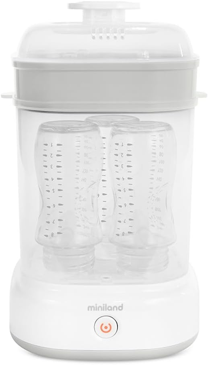 MINILAND Steamy 2-in-1 STOOMSTERILISATOR 5 flessen 8 minuten + tang