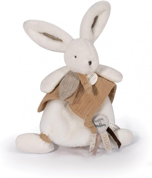 DOUDOU et Compagnie knuffeldoekje knuffel KONIJN met pompon 25 cm