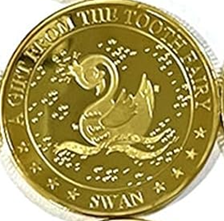 BRADOC Gouden metalen tandenfee munt voor onder het kussen 4 cm ZWAN