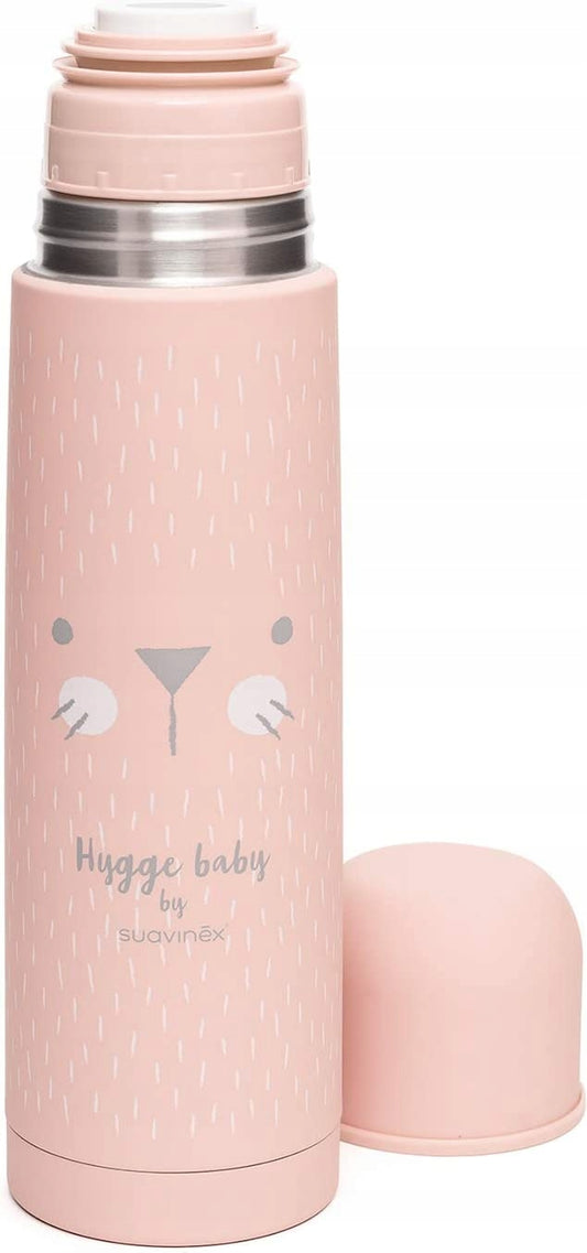 SUAVINEX Hygge termos ze stali nierdzewnej 500 ml różowy, termiczny bidon dla dzieci 0+ na ciepłe i zimne napoje