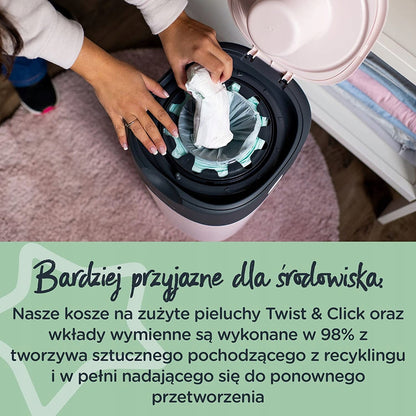 TOMMEE TIPPEE Twist&Click kosz na pieluchy z wkładem, ekologiczny system usuwania zużytych pieluch