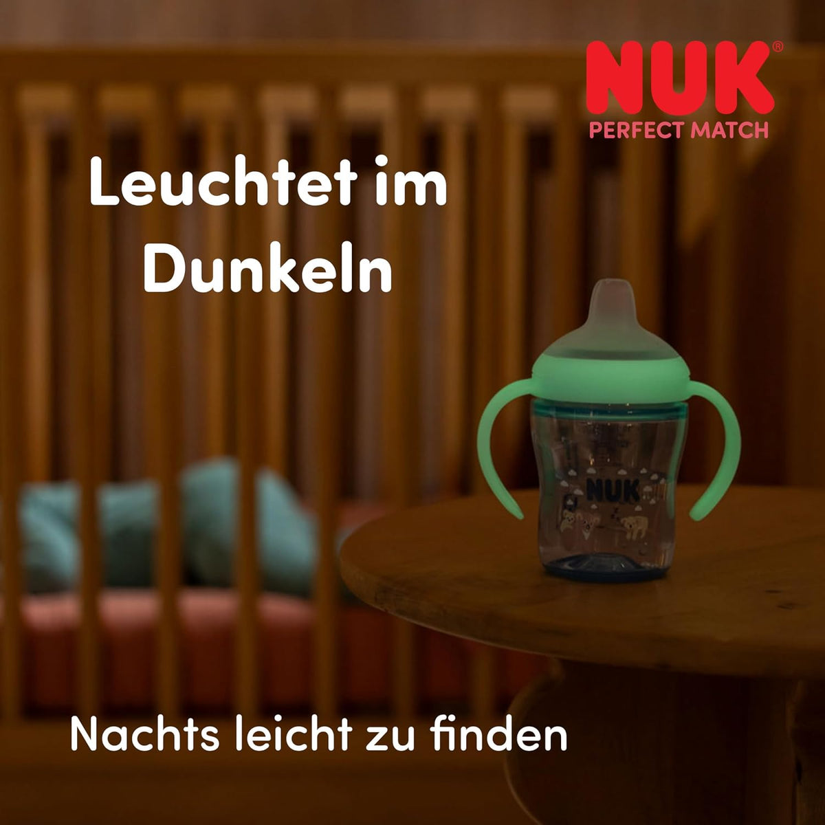 NUK Perfect Match non-spill cup 150ml 6m+ GLOWS IN THE DARK