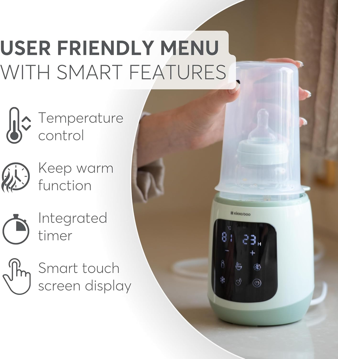 KIKKA BOO CALDO sterilisator en flessen- en potjesverwarmer 4-in-1
