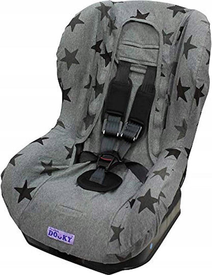 DOOKY SEAT COVER 1 pokrowiec na fotelik UNIWERSALN. szary z gwiazdkami, pokrowiec na fotelik grupy 1