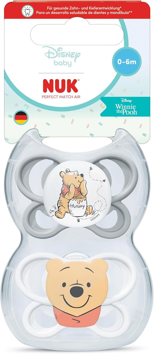 NUK Winnie the Pooh Air succhietto lenitivo in silicone 0-6 mesi x2