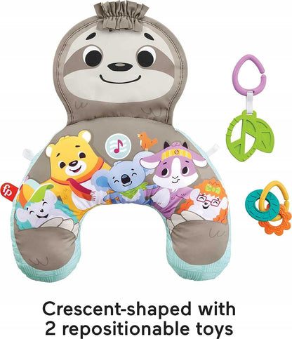FISHER-PRICE poduszka do zabawy na brzuszku LENIWIEC wibracje + muzyka, poduszka z 2 zabawkami