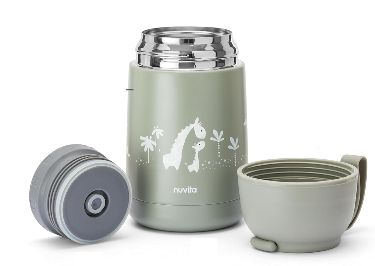 NUVITA 4475 thermos alimentaire en acier inoxydable, 620 ml, 0+, GIRAFES