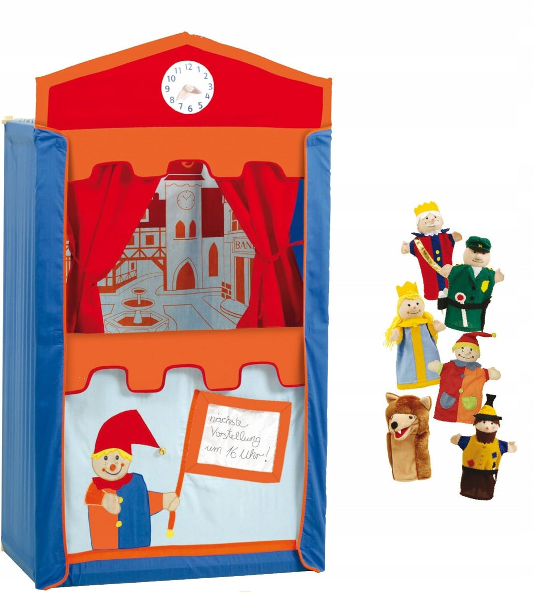 ROBA Holz-Puppentheater 120 cm + 6 Kasperle-Handpuppen